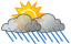Some sun, then turning cloudy; a thundershower in spots in the morning followed by periods of rain and a thunderstorm in the afternoon